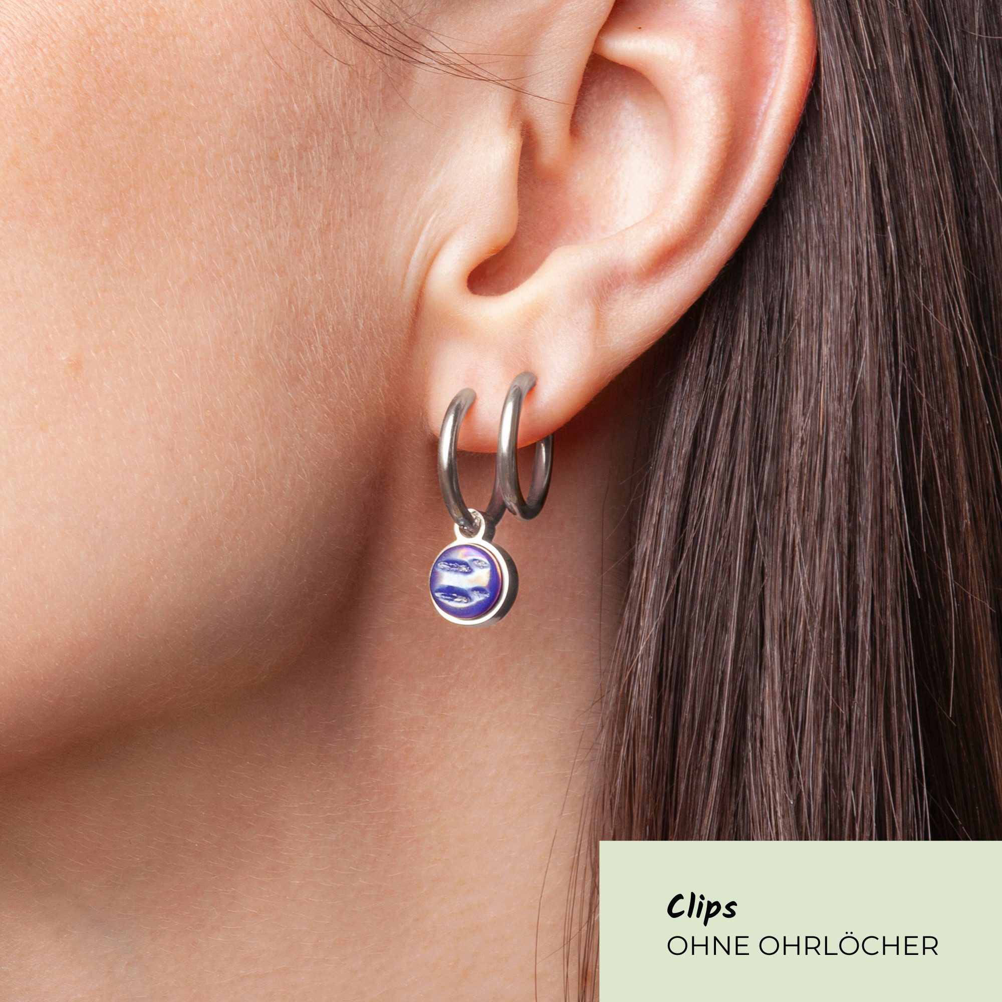 ALEXASCHA Paar Ohrclips Clip Creolen mit Einhänger • Mix & Match Ohrringe ohne Ohrloch • 18mm