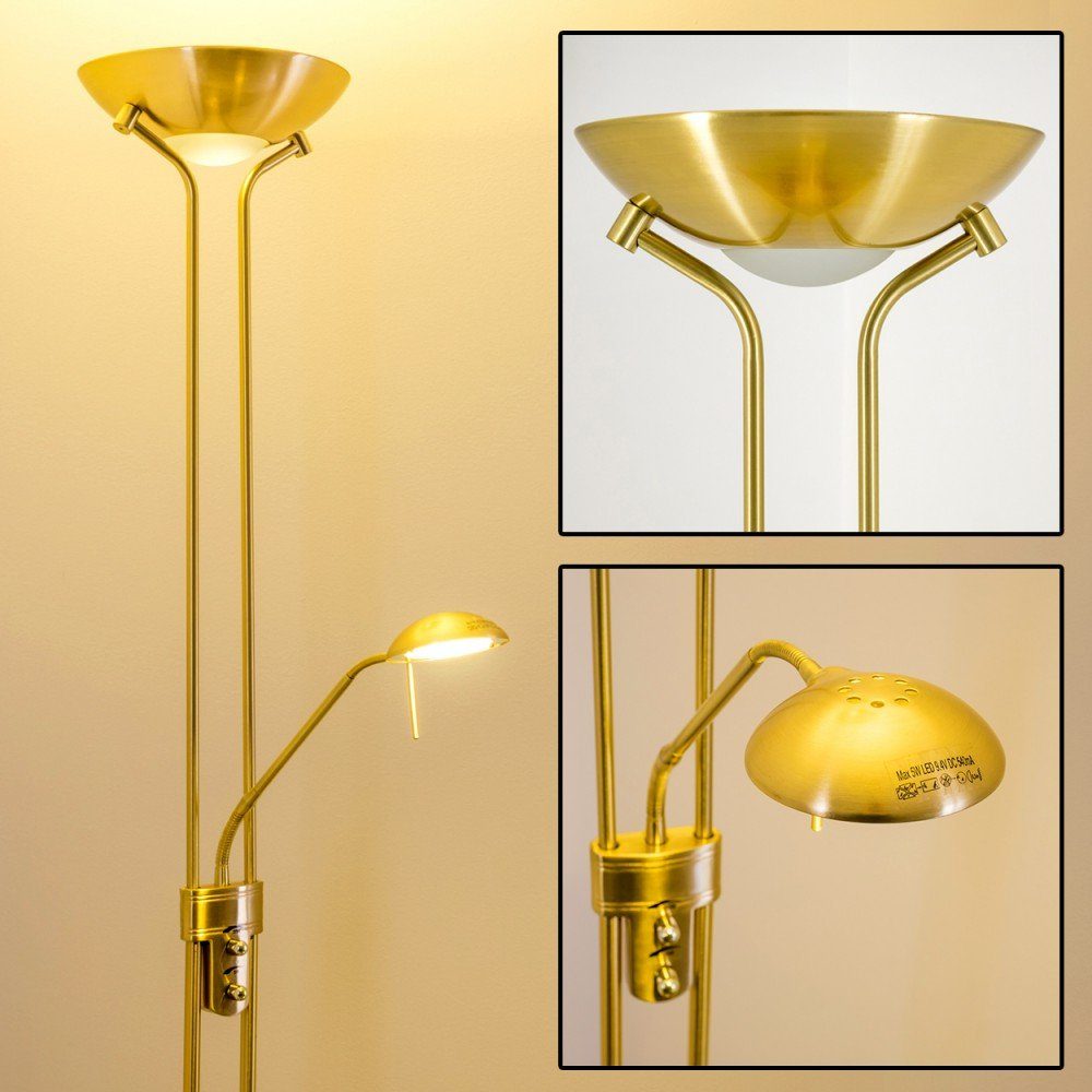 hofstein Deckenfluter »Roppa« Stehleuchte aus Metall in Messing, Drehdimmer günstig online kaufen