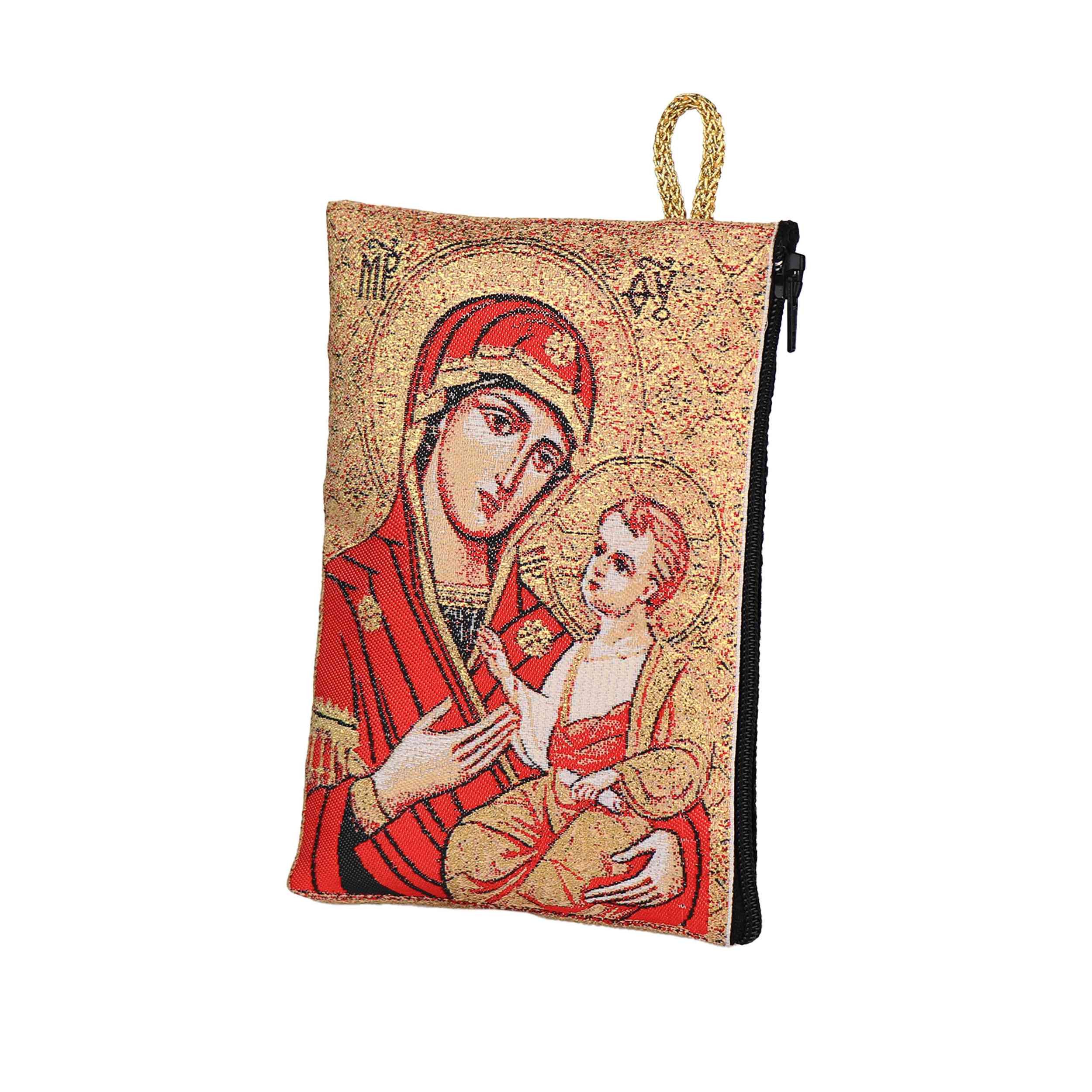 NKlaus Bild Rosenkranz Tasche 10x15cm – Hodegetria, Mutter Gottes, Religion