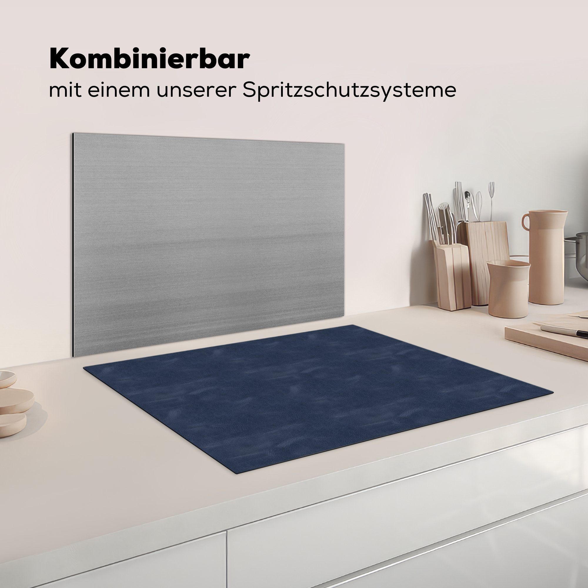 70x52 Herdblende-/Abdeckplatte Induktionsschutz Ceranfeldabdeckung - Arbeitsfläche Mobile Blau - (1 tlg), MuchoWow Vinyl, Tiere, nutzbar, - Leder cm,