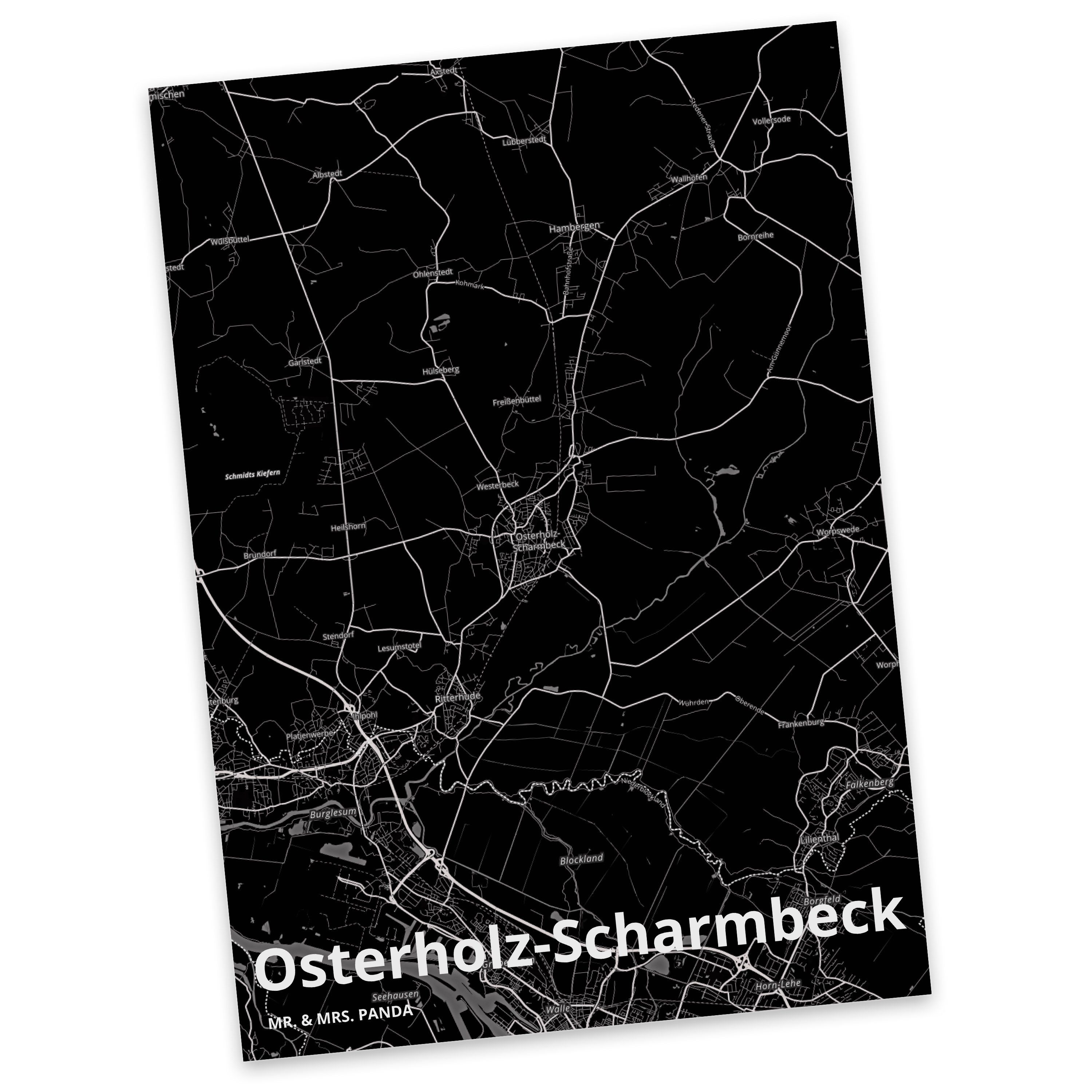 Mr. & Mrs. Panda Postkarte Osterholz-Scharmbeck - Geschenk, Städte, Stadt Dorf Karte Landkarte M