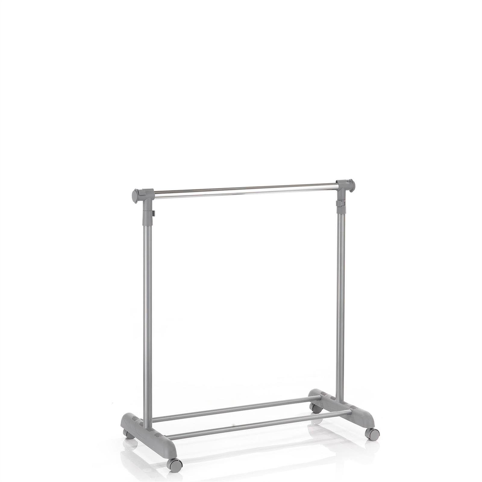 CARO-Möbel Garderobenständer SALA, Kleiderständer mit Rollen, Kleiderwagen aus Metall, Rollgarderobe grau