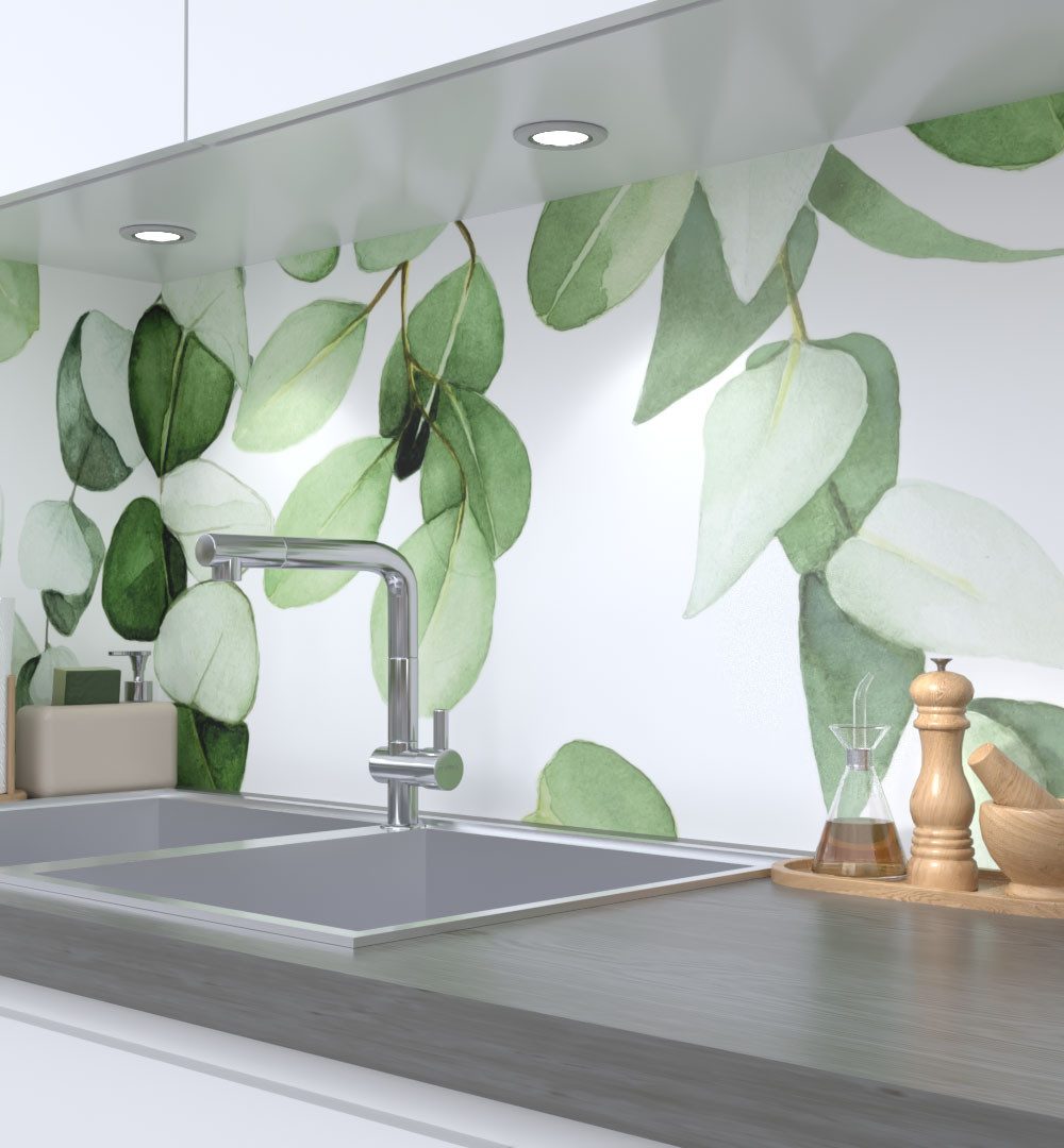 MyMaxxi Küchenrückwand Küchenrückwand selbstklebend Eukalyptus Blätter Spritzschutz Folie, (Klebefolie passend geschnitten und gerollt B 60 cm x H 60 cm), Eukaliptus Blätter B 60 cm x H 60 cm