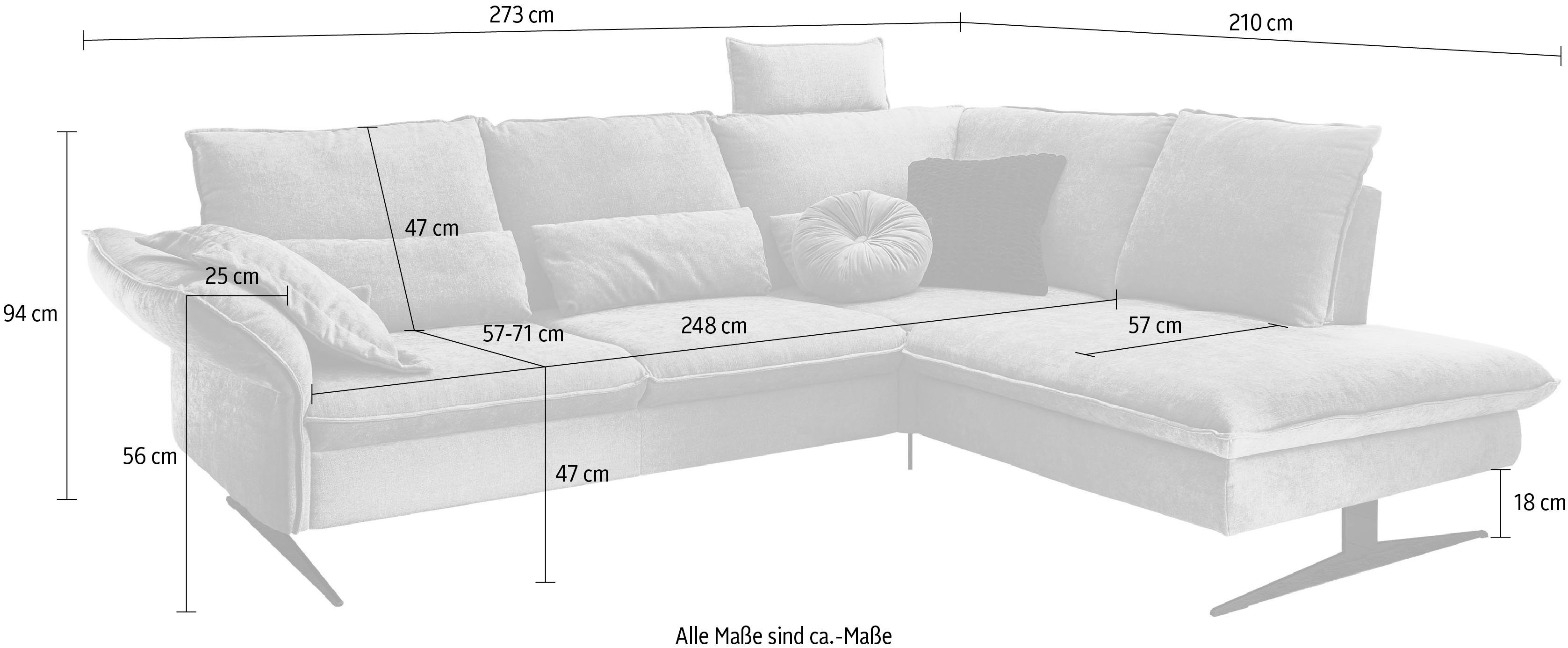 Carina klappbarer Kopfstützen, mit 1 weiches Teile, incl. 3C 2 Ecksofa, Sitzgefühl Armlehne,