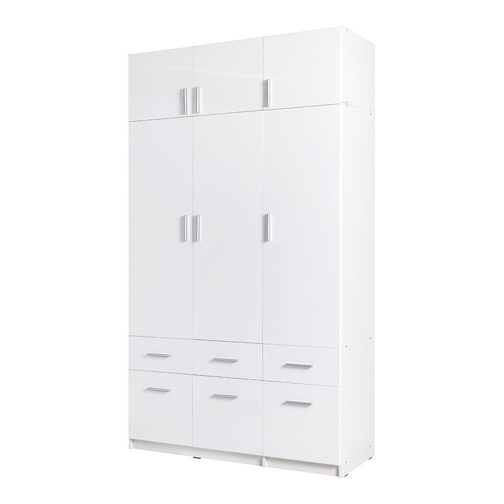 Lomadox Aufsatzschrank SELAWIK-166 für Kleiderschrank 3trg., weiß, ca. 136/40/54 cm