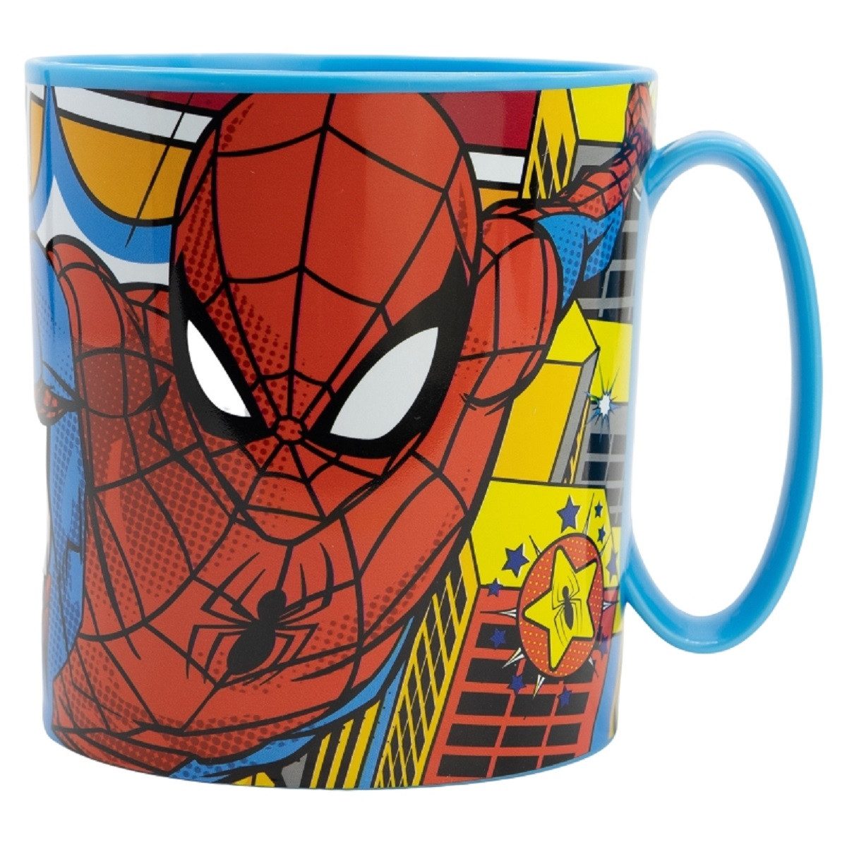 Spiderman Becher - Mikrowellengeeigneter Kunststoffbecher 390 ml – für Kinder, 1-tlg., robustes Material, besonders leicht