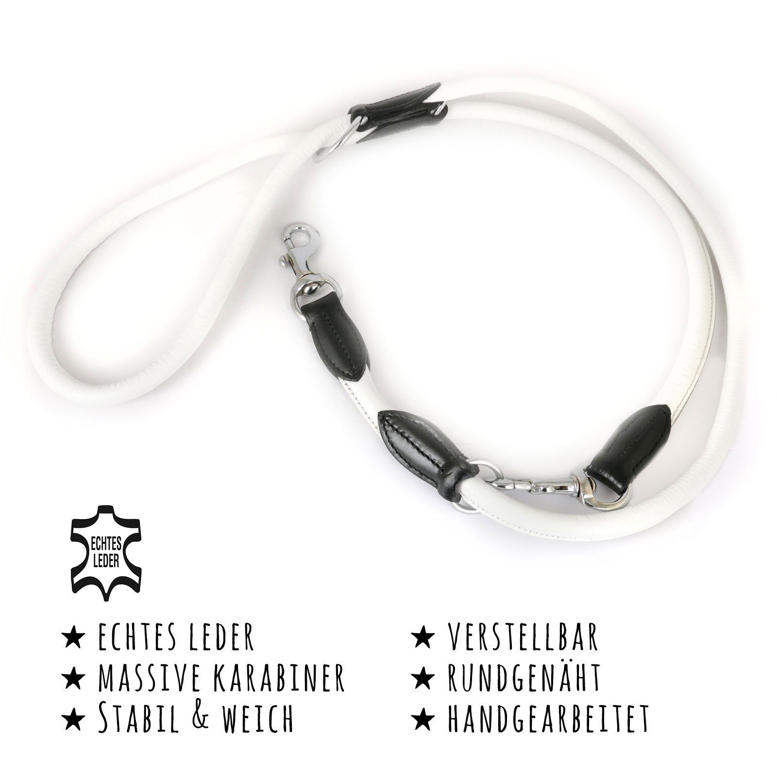 Monkimau Hundeleine Verstellbare Führleine aus echt Leder, Leder (Packung)