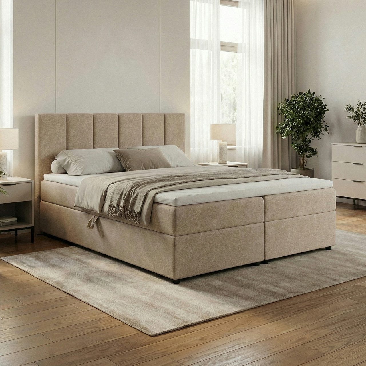 Boxspringbett Doppelbett Polsterbett ALTIRE 140x200 castel 15 zwei Bettkästen