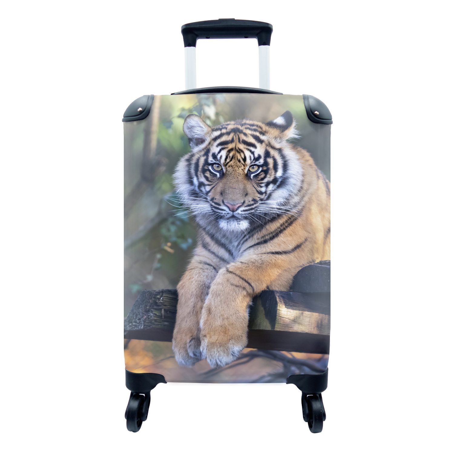 MuchoWow Handgepäckkoffer Tiger - Bäume - Natur, 4 Rollen, Reisetasche mit rollen, Handgepäck für Ferien, Trolley, Reisekoffer