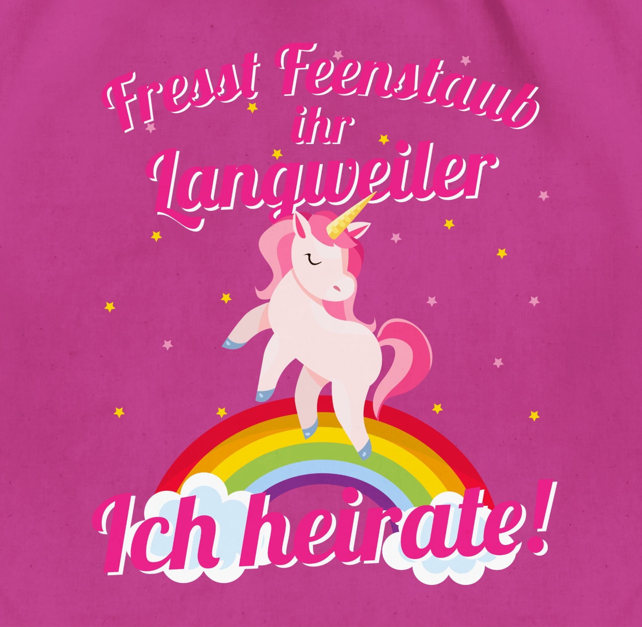 JGA Fresst Frauen Junggesellenabschied heirate!, 01 Ich Turnbeutel Fuchsia Langweiler Shirtracer Feenstaub ihr