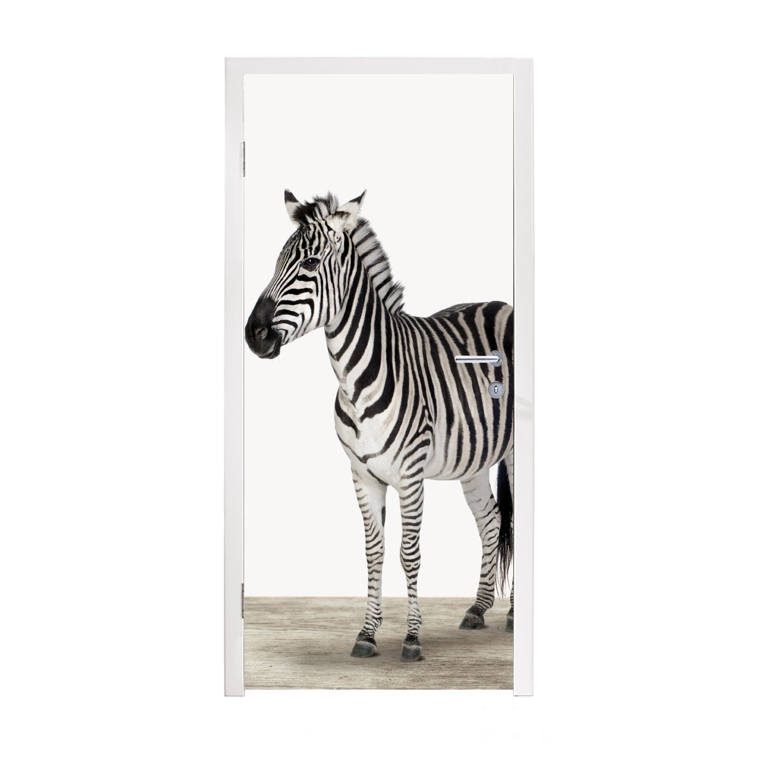 MuchoWow Türtapete Zebra - Mädchen - Tiere - Kinder - Jungen, Matt, bedruckt, (1 St), Fototapete für Tür, Türaufkleber, 75x205 cm