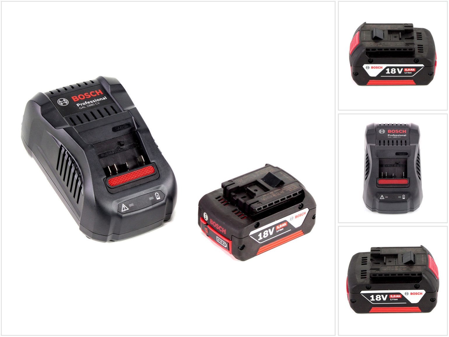Bosch Professional Starter-Set 18 V mit 1x GBA 18 V 5,0 Ah Li-Ion Akku + GAL 1880 Schnel Akkupacks