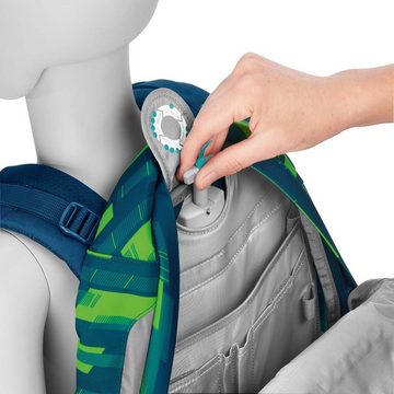 coocazoo Schulranzen Schulrucksack-Set JOKER Lime Stripe 3-teilig (Rucksack, Mäppchen, Sporttasche), ergonomisch, Körpergröße: 135 - 180 cm, reflektiert