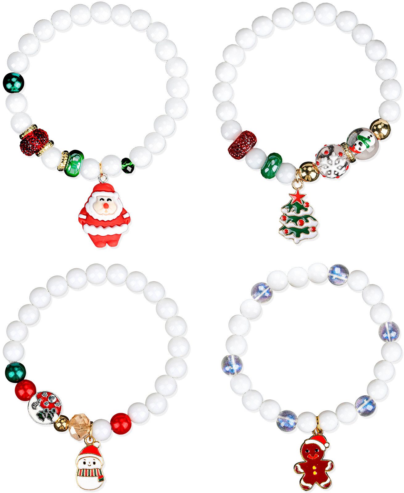 Kityhome Armband Set Weihnachts Armband mit Anhänger - Dehnbar, Als Schmuck & Deko (Set, Detailreiches Weihnachtsdesign), Bequem und universell tragbar
