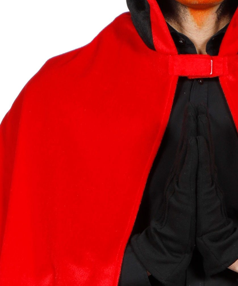 Karneval-Klamotten Teufel-Kostüm Roter Teufelsumhang für Erwachsene mit Kapuze, Cape Umhang Herrenkostüm Damenkostüm Halloween Karneval