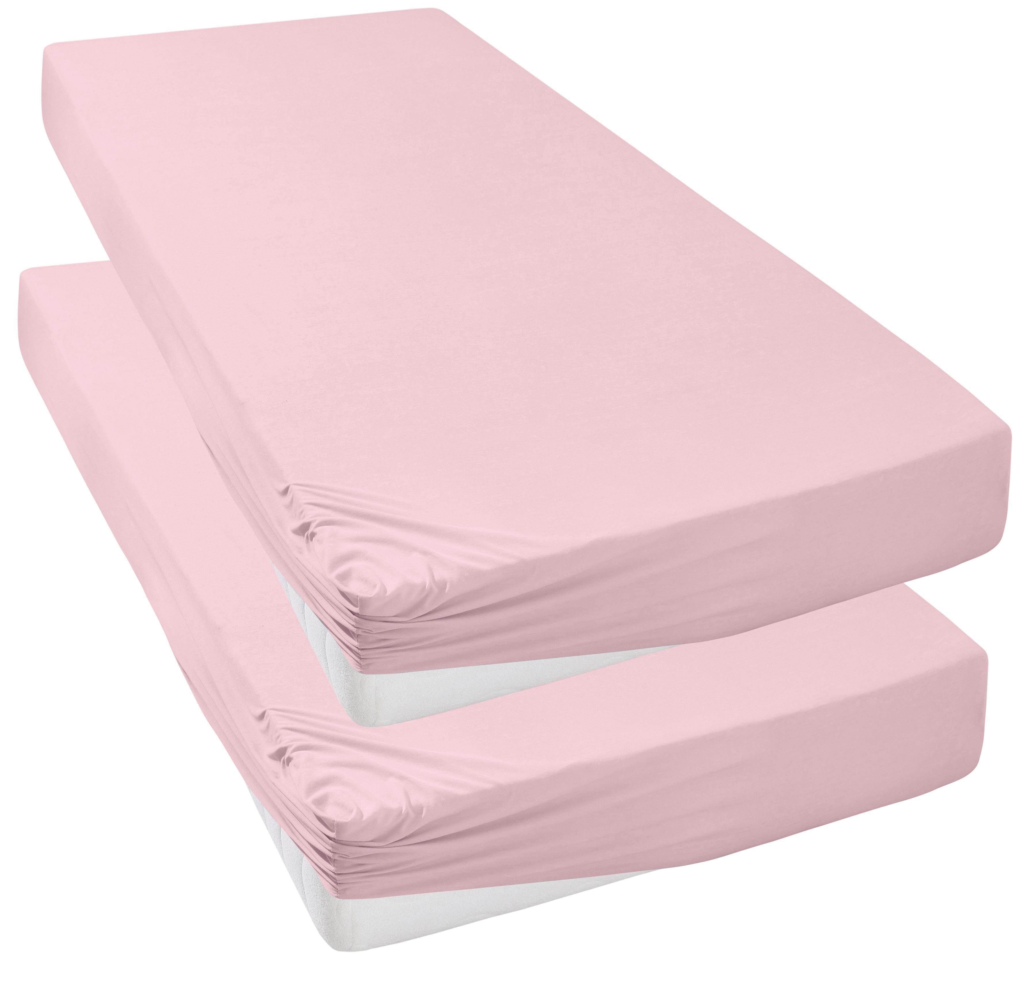OTTO home Spannbettlaken Bettlaken Jersey, Spannbetttuch mit Baumwolle, uni, Jersey, Gummizug: rundum, (2 Stück), für Matratzen bis 18cm Höhe, Spannbettlaken, Baumwollmischung
