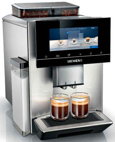 SIEMENS Kaffeevollautomat EQ900 TQ907D03, intuitives 6,8" TFT-Display, 2 Bohnenbehälter, Barista-Modus, App, Geräuschreduzierung, 10 Profile, edelstahl