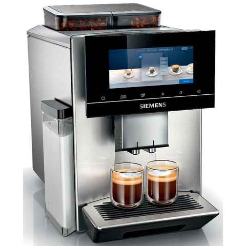 SIEMENS Kaffeevollautomat EQ900 TQ907D03, intuitives 6,8" TFT-Display, 2 Bohnenbehälter, Barista-Modus, App, Geräuschreduzierung, 10 Profile, edelstahl