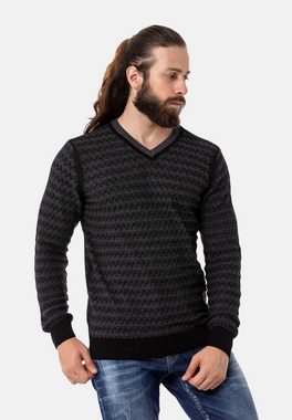 Cipo & Baxx Strickpullover mit modernem Strickmuster