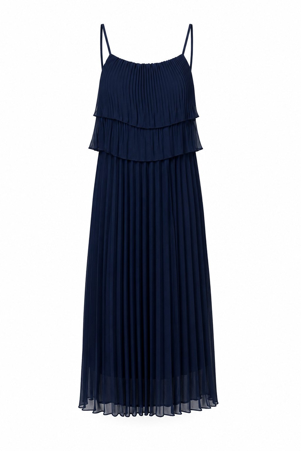 ITALY VIBES Plisseekleid - Maxi-Kleid Damen - langes Abendkleid mit Spaghettiträgern ONE SIZE - passend für Größen S-L