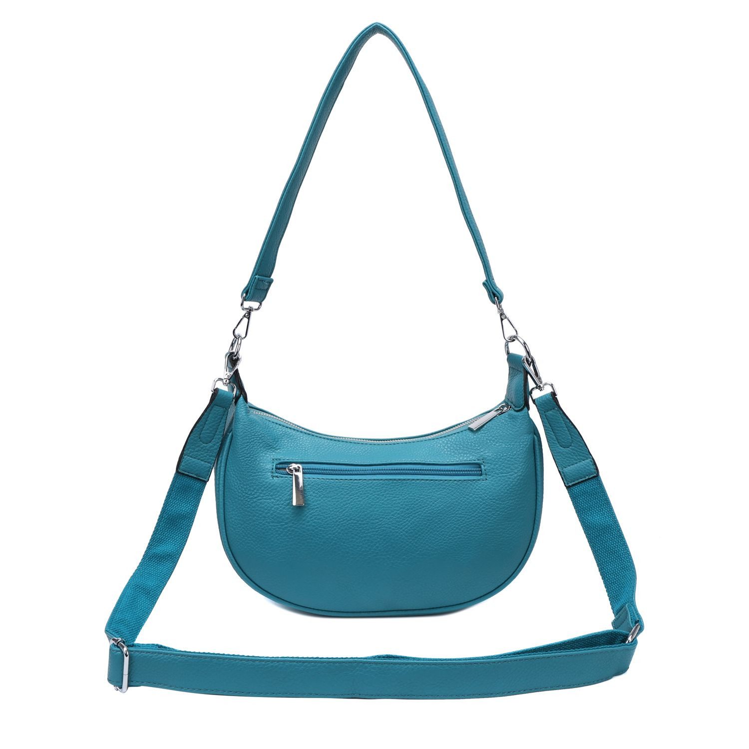 ITALYSHOP24 Schultertasche Damen Tasche Crossbody MOON Hobo Bag CrossOver Umhängetasche Body Bag, Halbmond Tragekomfort Brust Shopper Rücken Slingtasche Leder Optik