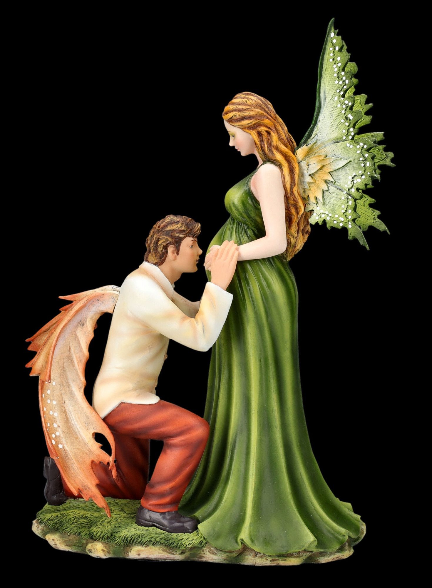 Figuren Shop GmbH Fantasy-Figur Elfen Figur - Mann bewundert Schwangerschaft - Fantasy Fee Dekoration