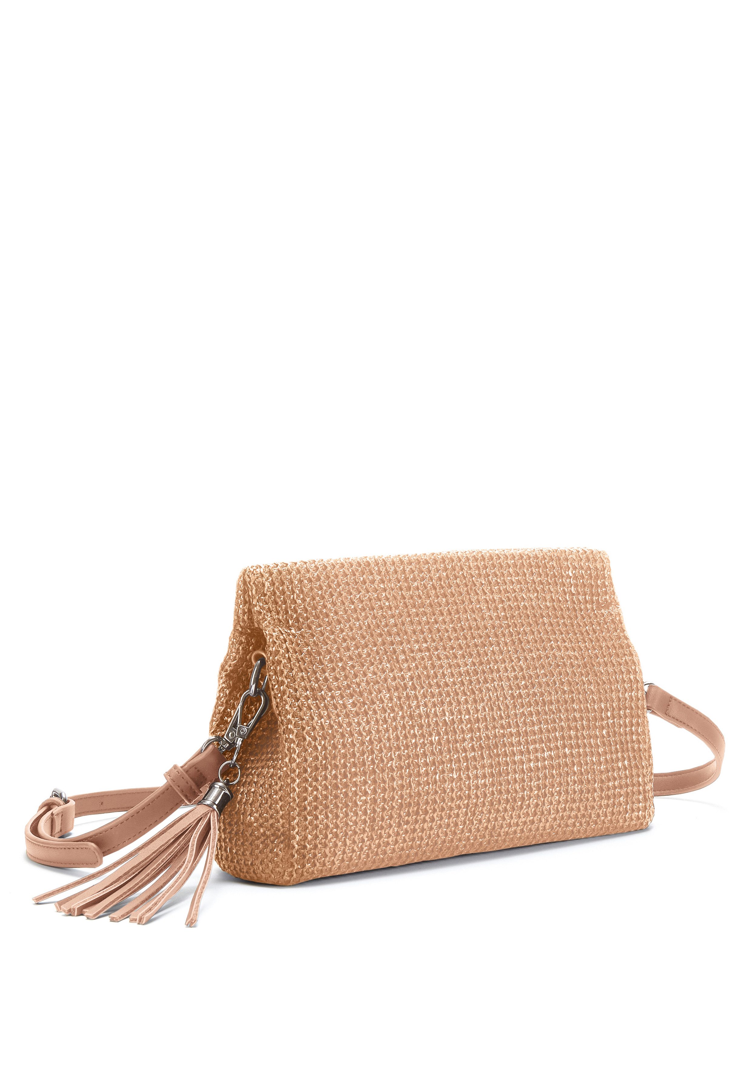 Vivance Umhängetasche Clutch, Handtasche,Schultertasche,Tragetasche,Crossbody Bag, Bast-Optik VEGAN