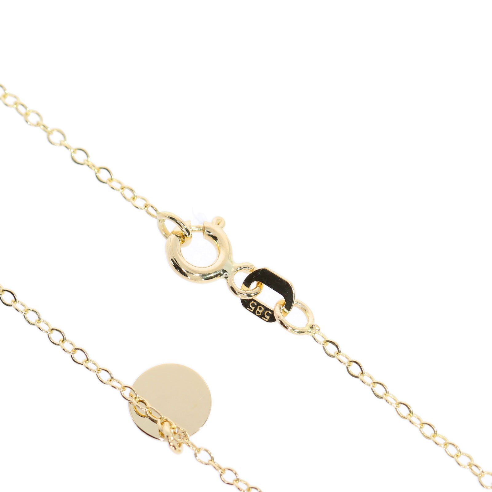 Damen Schmuck Stella-Jewellery Goldkette Damen Halskette mit 7 Plättchen 585 Gold Kreis Kette Collier Schmuck (inkl. Etui), 585 