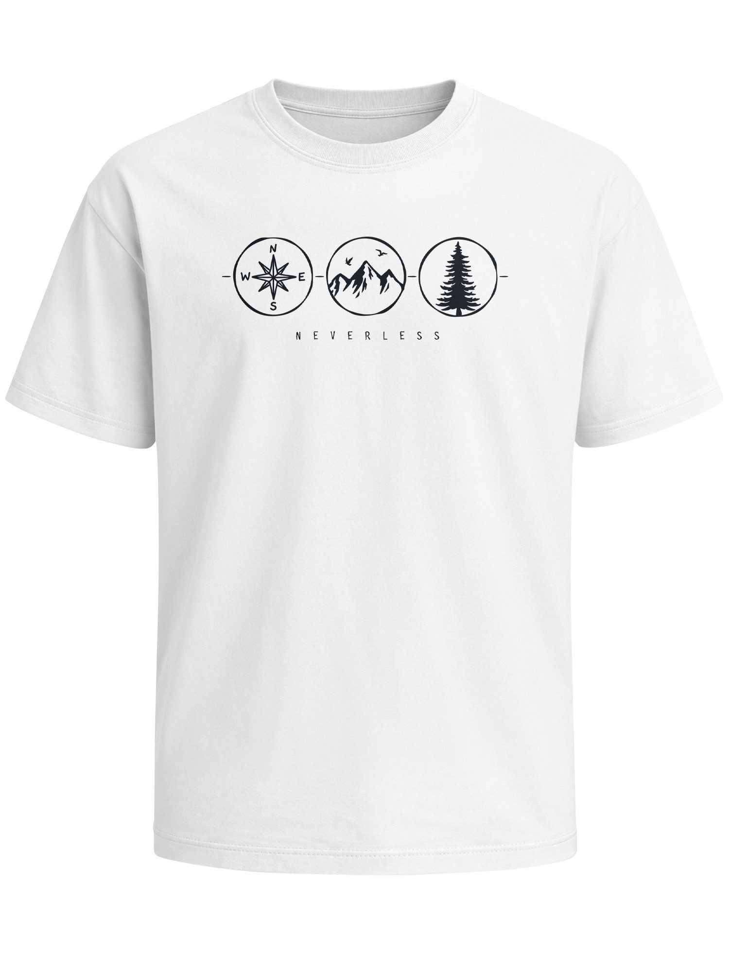 Neverless Oversize-Shirt Herren T-Shirt - Outdoor Kompass - Printshirt Oversized Relaxed Fit mit Print