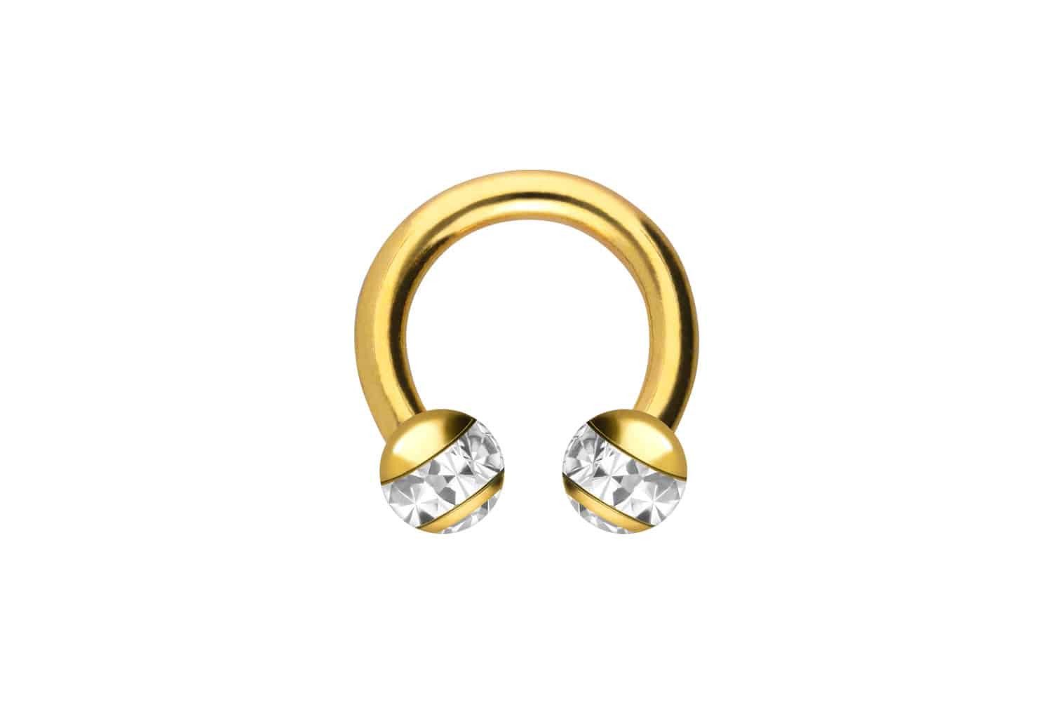 Nasenpiercing Chirurgenstahl Hufeisenring EPOXY-RING-KUGELN + KRISTALLE