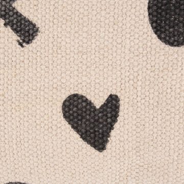 Dekokissen Kissenhülle Faiza Fransen Punkte Herzen Kreuze creme schwarz 30x50cm