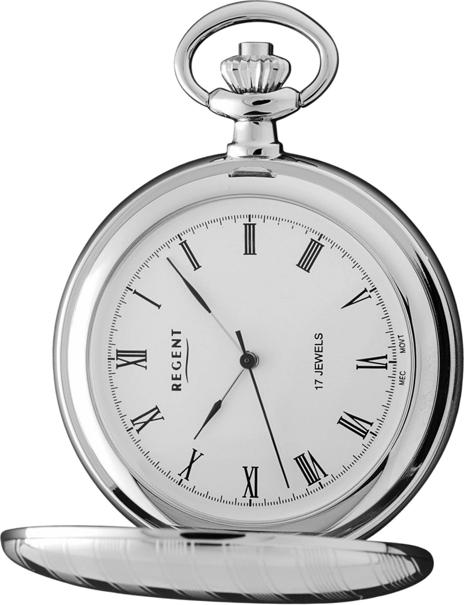 Regent Taschenuhr Regent Taschenuhr für Damen Herren P-18, (Analoguhr, Analoguhr), Herren Taschenuhr rund, extra groß (ca. 48mm), Metall verchromt