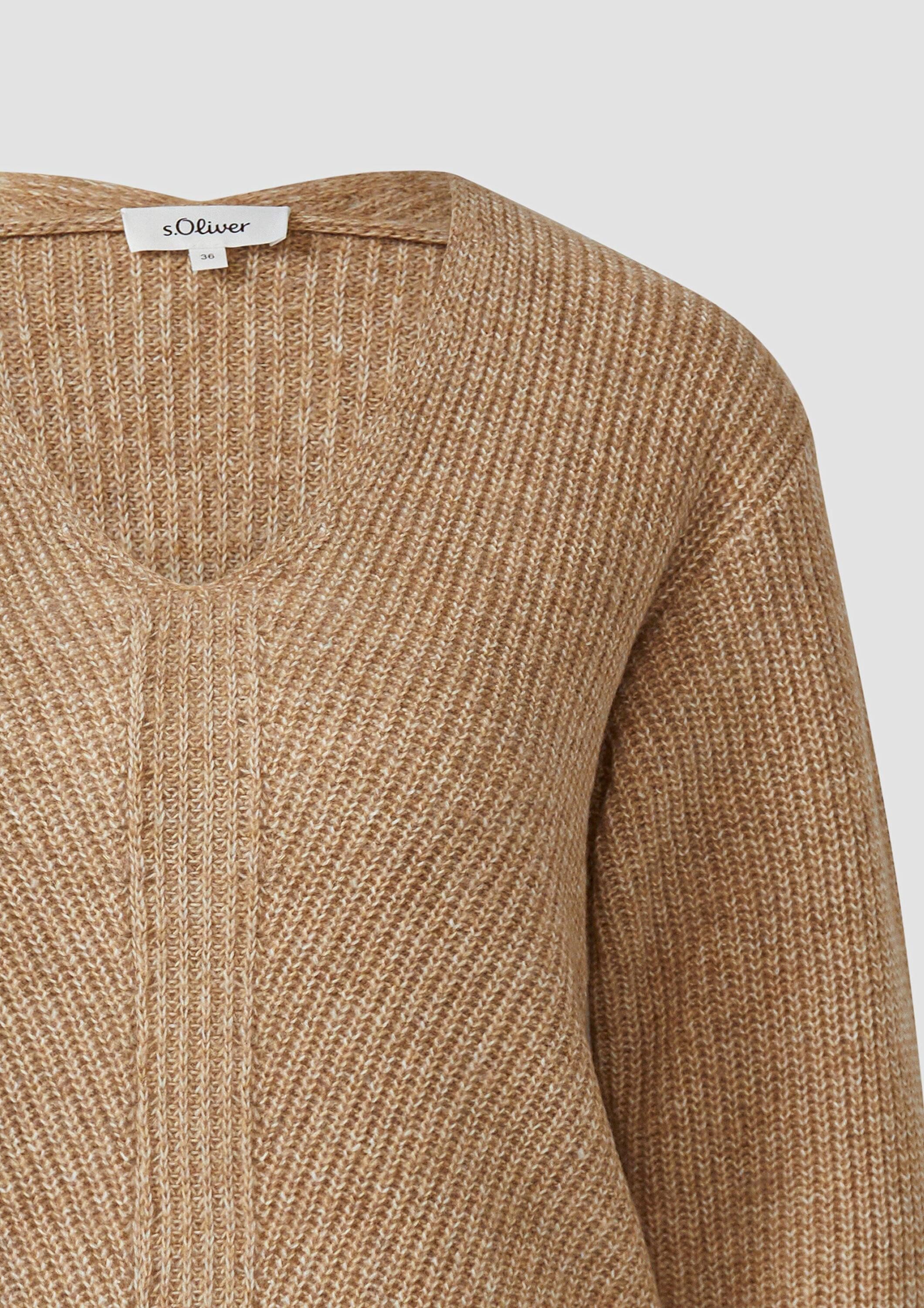 s.Oliver Longpullover Strickpullover Weicher Strickpullover im Relaxed Fit mit V-Ausschnitt