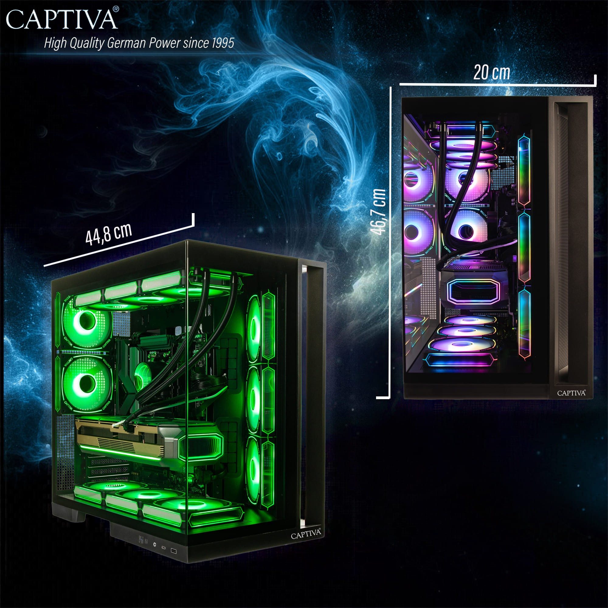 CAPTIVA Highend Gaming R98-112 PC (AMD Ryzen 7 7800X3D, GeForce® RTX™ 5070 Ti, 32 GB RAM, 2000 GB SSD, Wasserkühlung, WLAN, Windows 11 Home) – Bild 5 von 5
