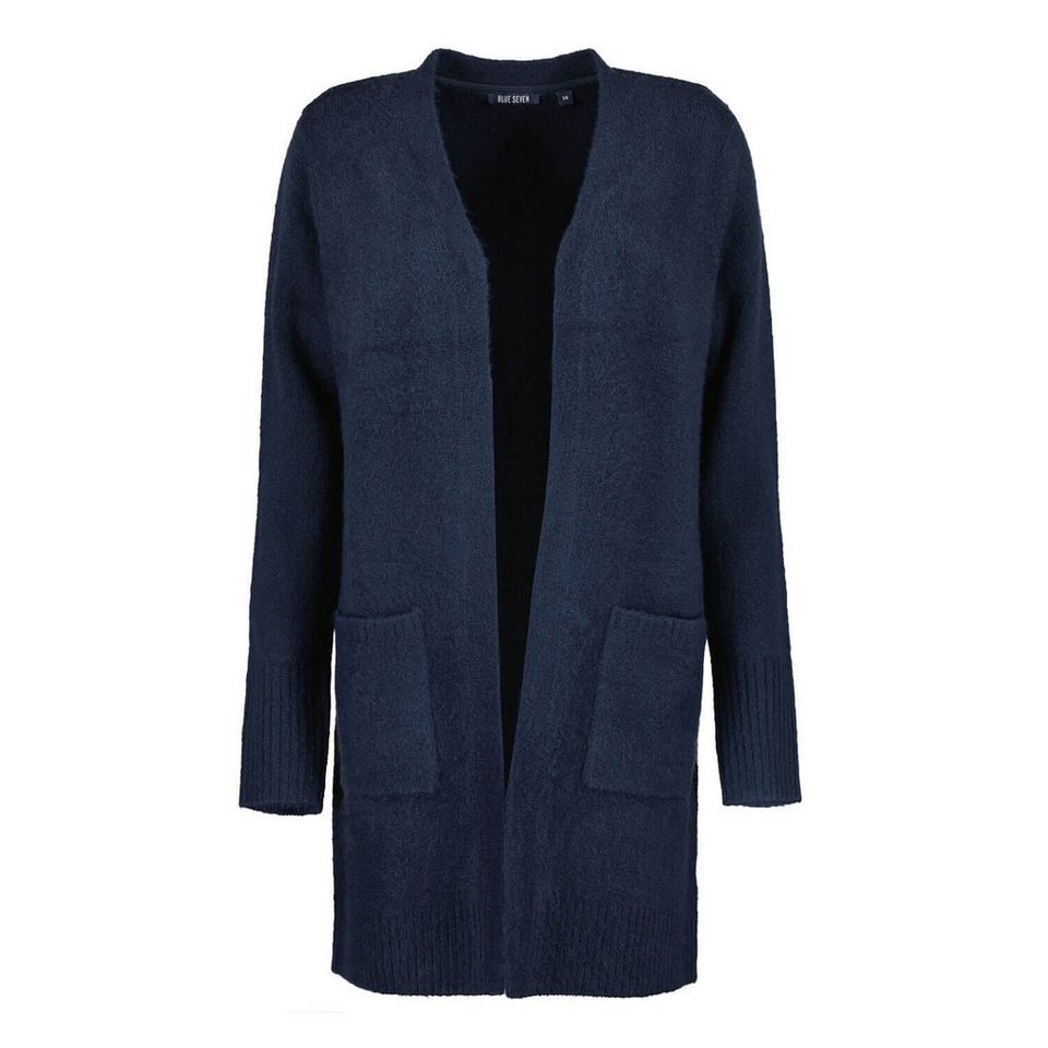 V-Ausschnitt mit Blue Seven Long Offene Strickjacke Taschen und aufgesetzten Cardigan