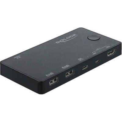 Delock HDMI / USB-C™ KVM Switch 4K 60 Hz mit USB 2.0 Netzwerk-Switch