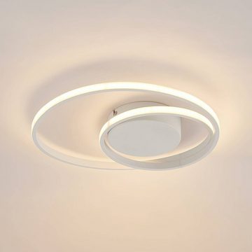 Lindby LED Deckenleuchte Emisua, dimmbar, LED-Leuchtmittel fest verbaut, Farbwechsel warmweiß / tageslicht, Modern, Eisen, Aluminium, Polycarbonat, weiß matt, 1 flammig, inkl.