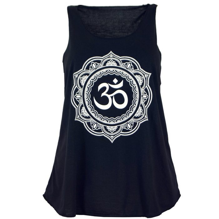 Guru-Shop T-Shirt Retro Art Tanktop mit Ethnodruck - OM Mandala.. Festival Hippie Ethno Style alternative Bekleidung