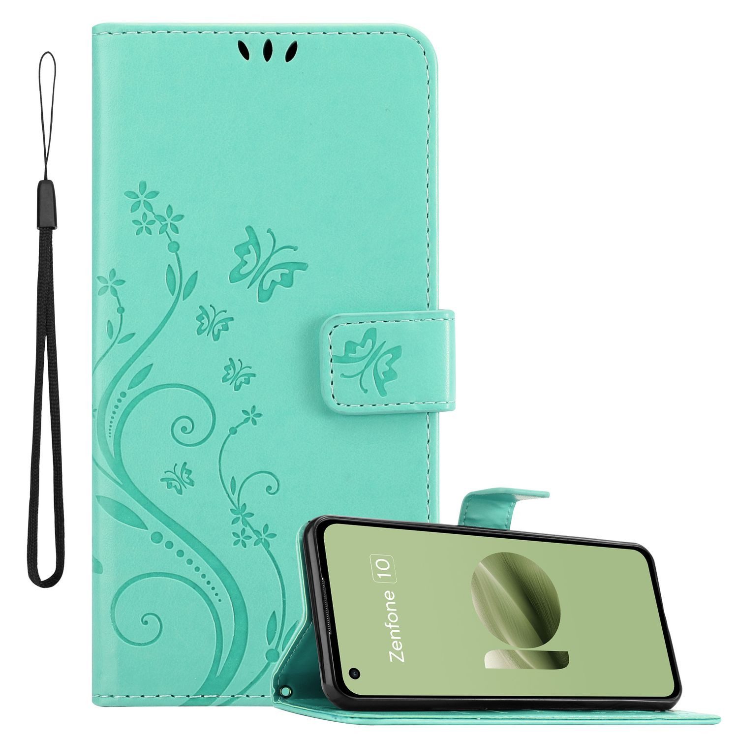 Cadorabo Handyhülle für Asus Zenfone 10 Hülle Asus Zenfone 10, Hülle Schutzhülle Blumen Flower mit Standfunktion Kartenfach Magnet