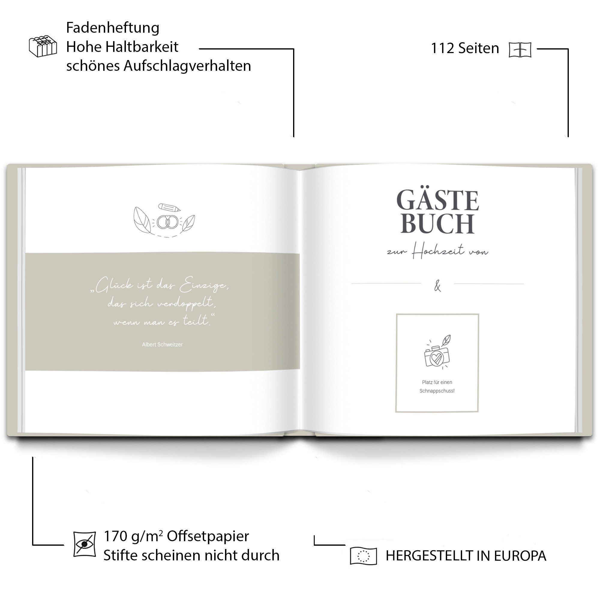 Fragen, Notizbuch Ausfüllen mit Hochzeit, mit Gästebuch Edles LEAF & Gästebuch zum Hochzeitsgästebuch GOLD