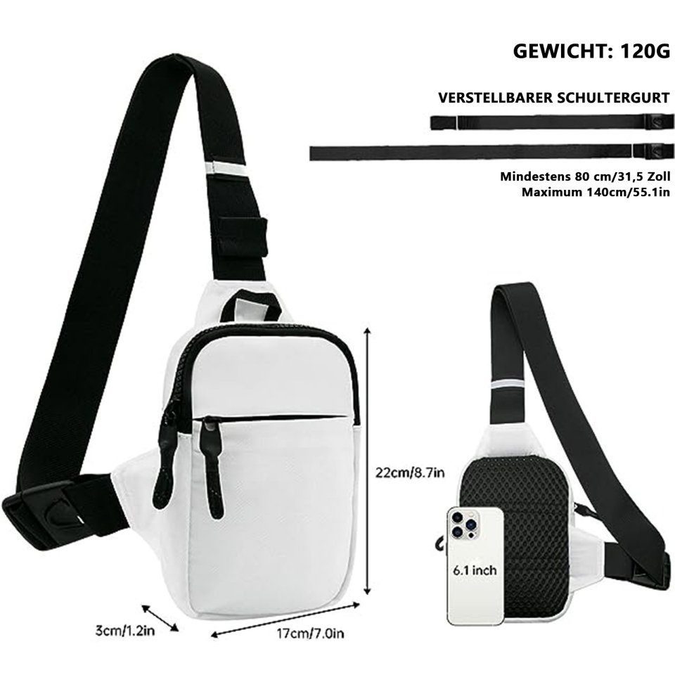 feinlux Schultertasche Schultertasche Brusttasche Sling Schulter Rucksack Rucksäcke Crossbody (Packung, Umhängetasche), für Outdoor Camping Reisen Wandern Radfahren Multipurpose Tagepacks