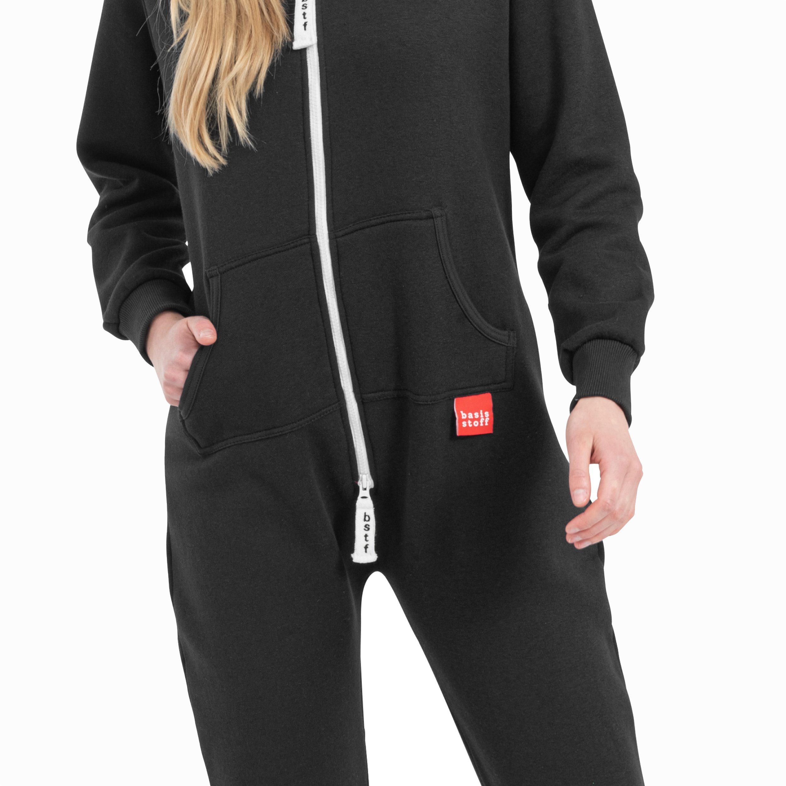 Basisstoff Jumpsuit Damen Jumpsuit Overall Onesie Einteiler Hausanzug Baumwolle