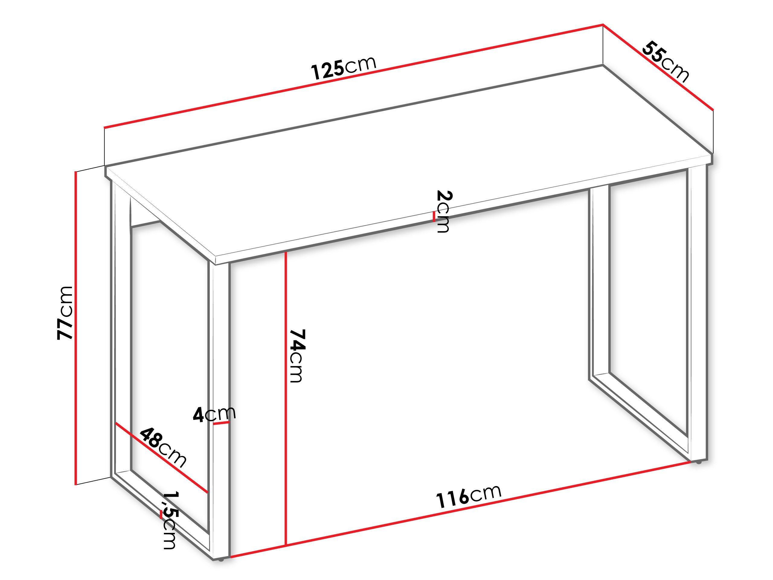 MIRJAN24 Schreibtisch Sigma SG08, Metallbeine, 125x55x77 cm