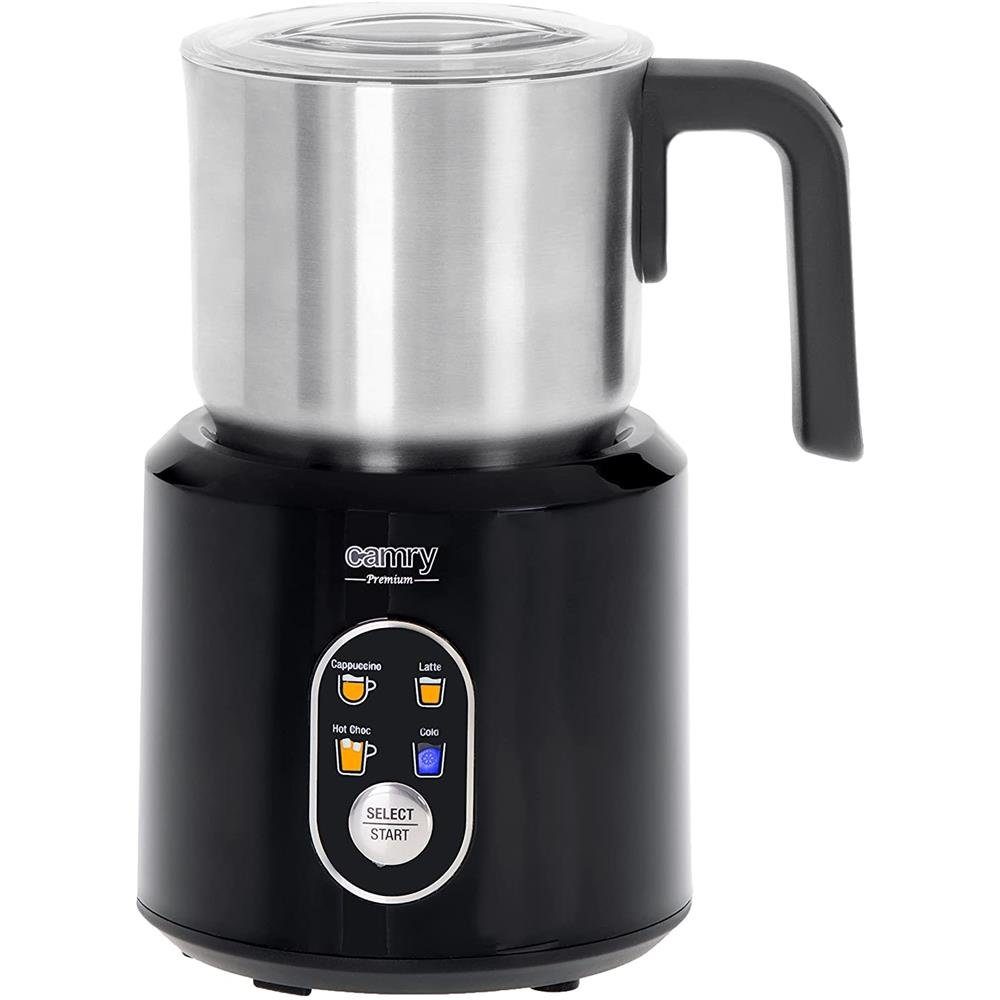 Camry Milchaufschäumer CR 4498, 1000W, 350 ml, Aufschäumen und Erhitzen, Edelstahl, schwarz