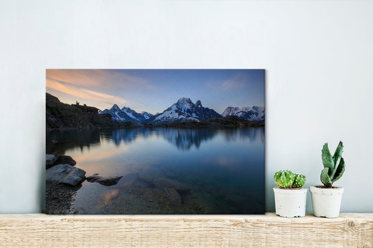 Wunderschöne Aufhängefertig, See OneMillionCanvasses® Wanddeko, Leinwandbilder, aus, 30x20 Leinwandbild auf den Blanc vom Mont Wandbild St), (1 Aussicht cm
