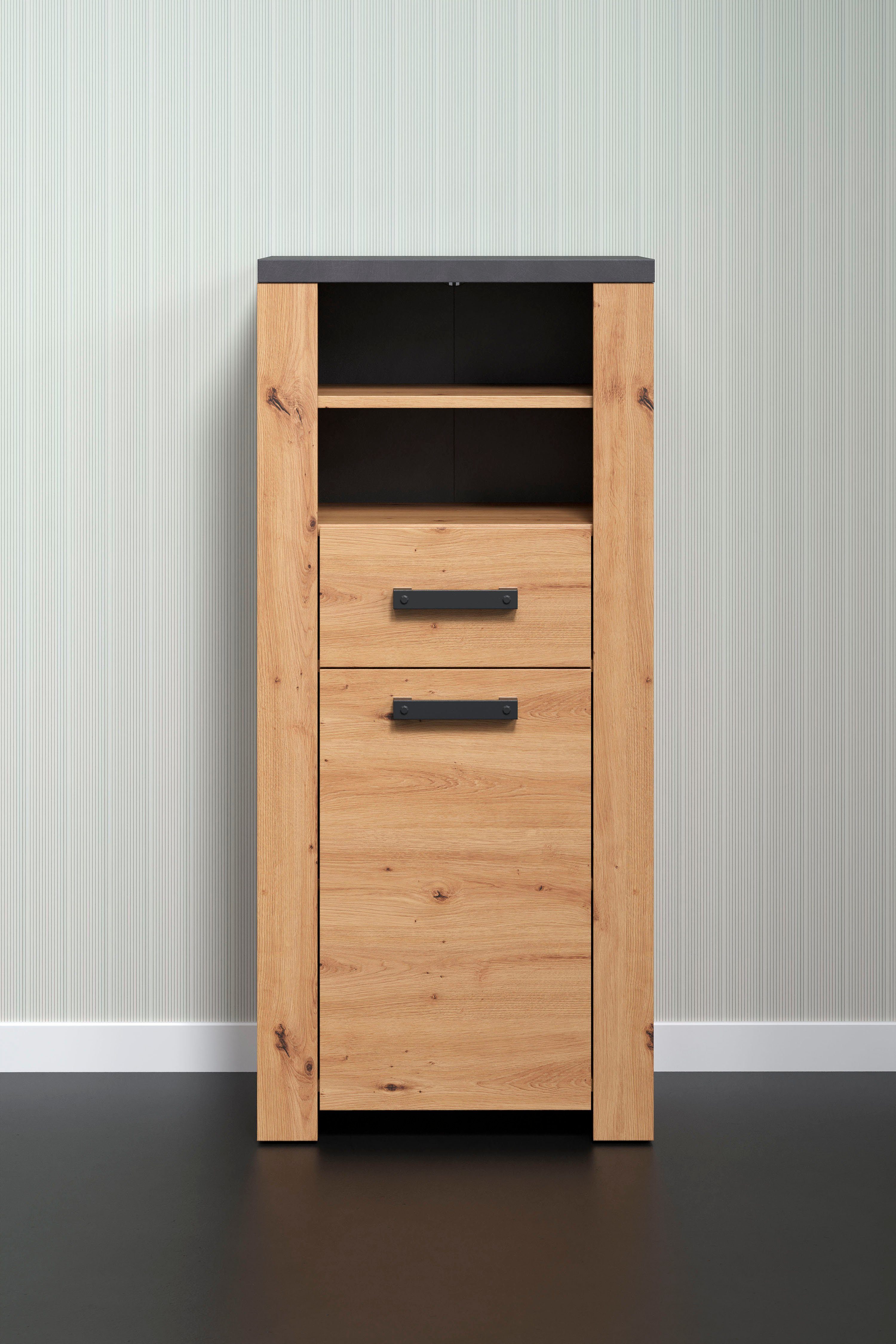 welltime Midischrank Ambres (1-St) Badschrank in matter Echtholzoptik - Maße (B/T/H) 53/35/118 cm