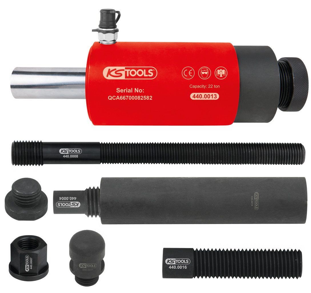 KS Tools Steckschlüssel Druck- und Zug-Hydraulikzylinder-Satz, 22t, 10-tlg (440.0010)