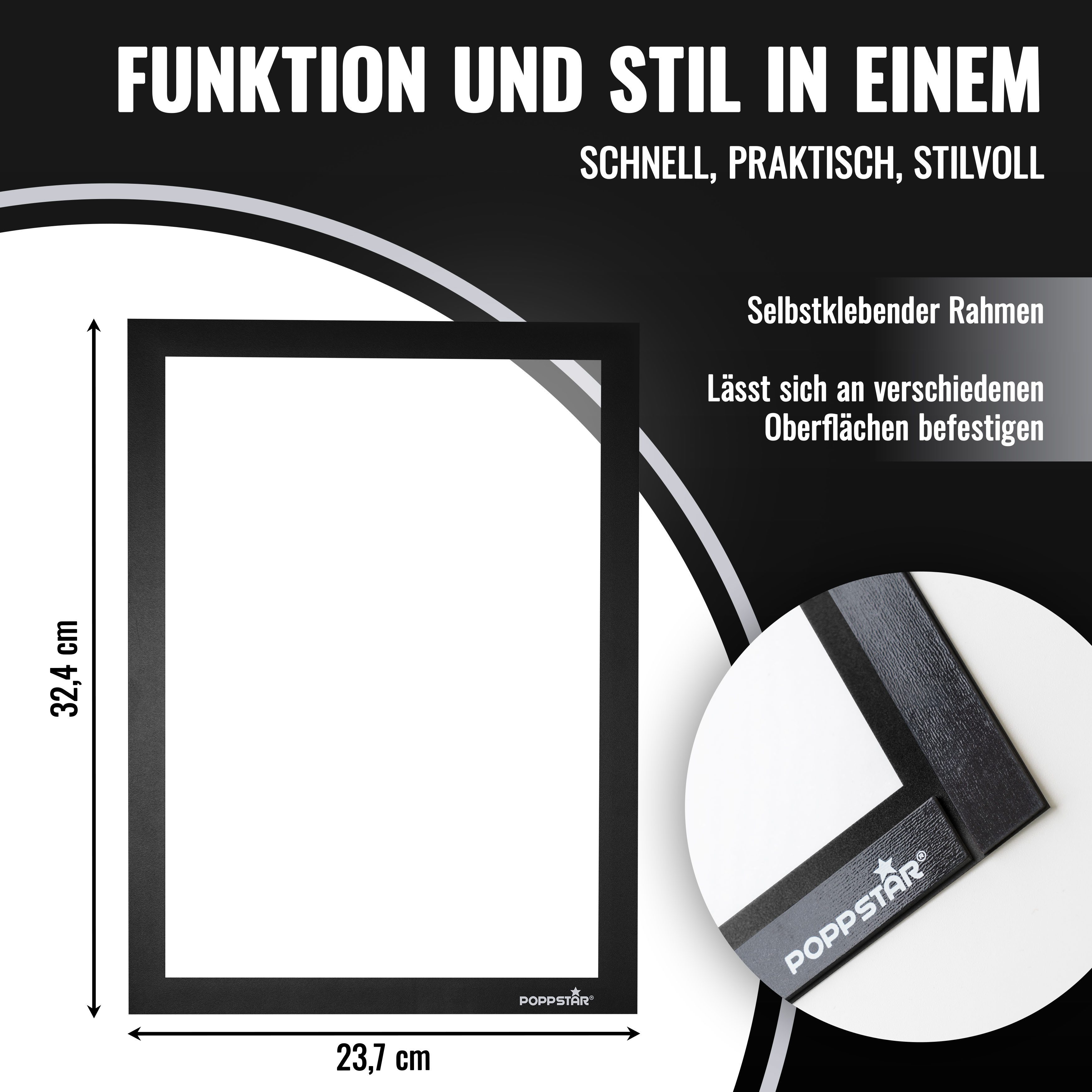 Poppstar Einzelrahmen, Poppstar 5x Magnetischer Info-Rahmen A4, 32,2 x23,6 günstig online kaufen