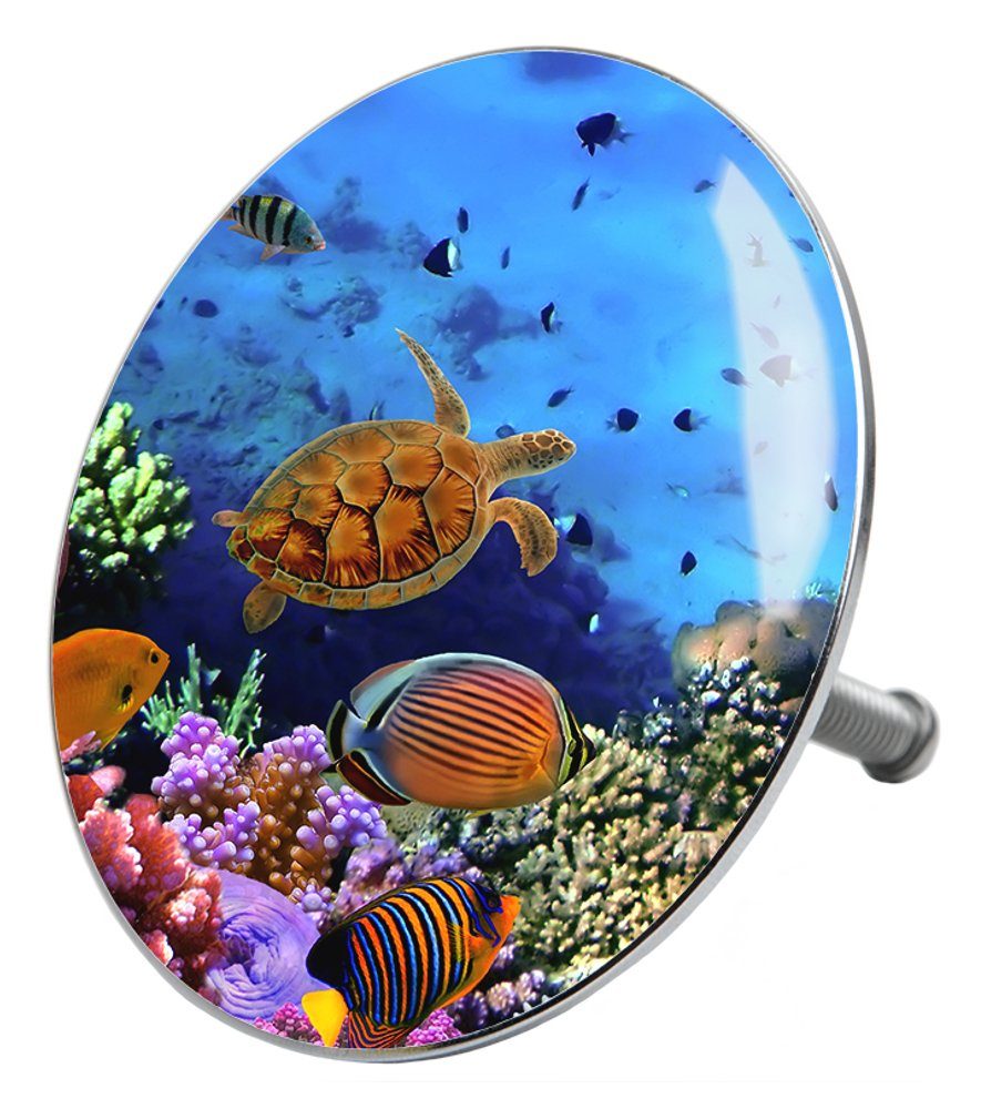 Sanilo Badewannenstöpsel Ocean, Ø 7.2 cm, hochwertig, universell, mit Motiv, 100% wasserdicht