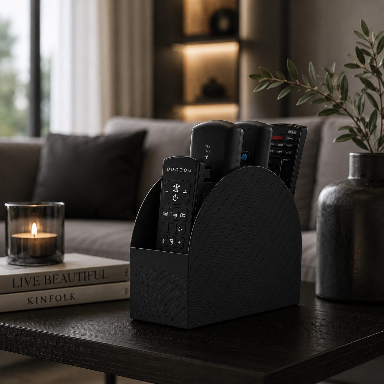 Alpha Electronics Organizer Fernbedienung Halter Moderner Remote Control Ständer (Sparangebot, 1 St., für Couchtisch & Sideboard), Elegante Aufbewahrung für Fernbedienungen in Schwarz & Weiß